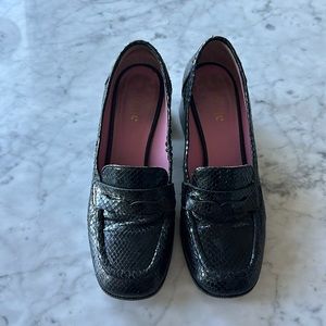 Rouje Dorothee loafers (black python, size 40/9.5)
